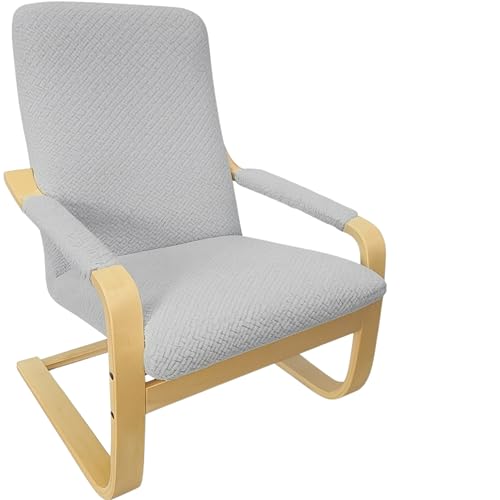 Domidekor Schwingsessel Bezug Hellgrau - Schwingstuhl Husse - Überzug für Relaxsessel - Abdeckung für Ruhesessel - Schutzhülle für Relaxstuhl – Oeko-Tex 100 – Elastisch Jacquard Fischgrät von Domidekor