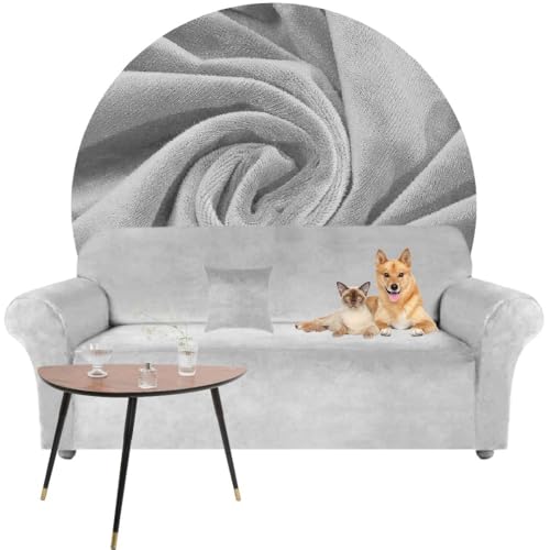Domidekor - Sofa Überzug Hellgrau - Couch und Sofabezug 3 Sitzer - Sofaüberwurf für Wohnzimmer - Sesselbezug Stretch - Elastische Samt Couchbezug - Breite 190-230cm - Oeko-Tex 100 Domidekor - Sofa Überzug Hellgrau - Couch und Sofabezug 3 Sitzer - Sofaüberwurf für Wohnzimmer - Sesselbezug Stretch - Elastische Samt Couchbezug - Breite 190-230cm - Oeko-Tex 100 von Domidekor