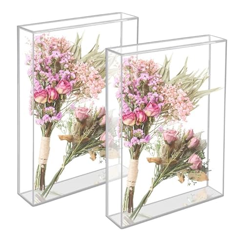 Domigard 2 Stück 3D Bilderrahmen zum Befüllen, 21 × 16 cm Bilderrahmen 3D,Klarer Acryl Fotorahmen, geeignet zum Aufbewahren von Blumen, Fotos und DIY-Kunst von Domigard