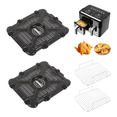Domigard 2er Set Heißluftfritteuse Zubehör mit 2 wiederverwendbaren Edelstahl-Rosten BPA-frei für Ninja SL401 geeignet für Doppelzone Airfryer Backpapierersatz | spülmaschinengeeignet Domigard 2er Set Heißluftfritteuse Zubehör mit 2 wiederverwendbaren Edelstahl-Rosten BPA-frei für Ninja SL401 geeignet für Doppelzone Airfryer Backpapierersatz | spülmaschinengeeignet von Domigard