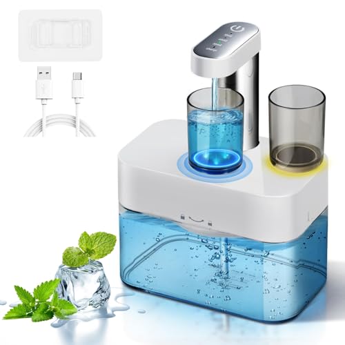 Domigard Automatische Mundwasser Spender für Badezimmer, Mundspülung Seifenspender mit 2 Pcs Magnetbecher, 550ml Wandbefestigung Bad Accessoires, Ldeal für Kinder und Erwachsene von Domigard