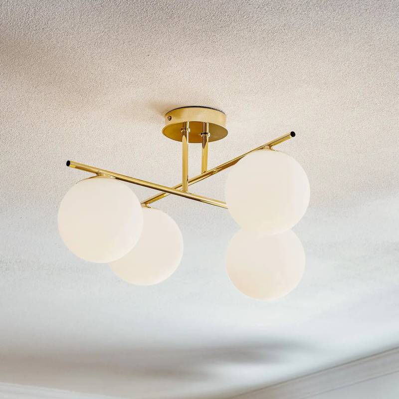 B-Ware Aurora Deckenleuchte Lampe Gold Glas E14 4flg ø50cm Wohnbeleuchtung Dimmbar B-Ware Aurora Deckenleuchte Lampe Gold Glas E14 4flg ø50cm Wohnbeleuchtung Dimmbar von Domiluce