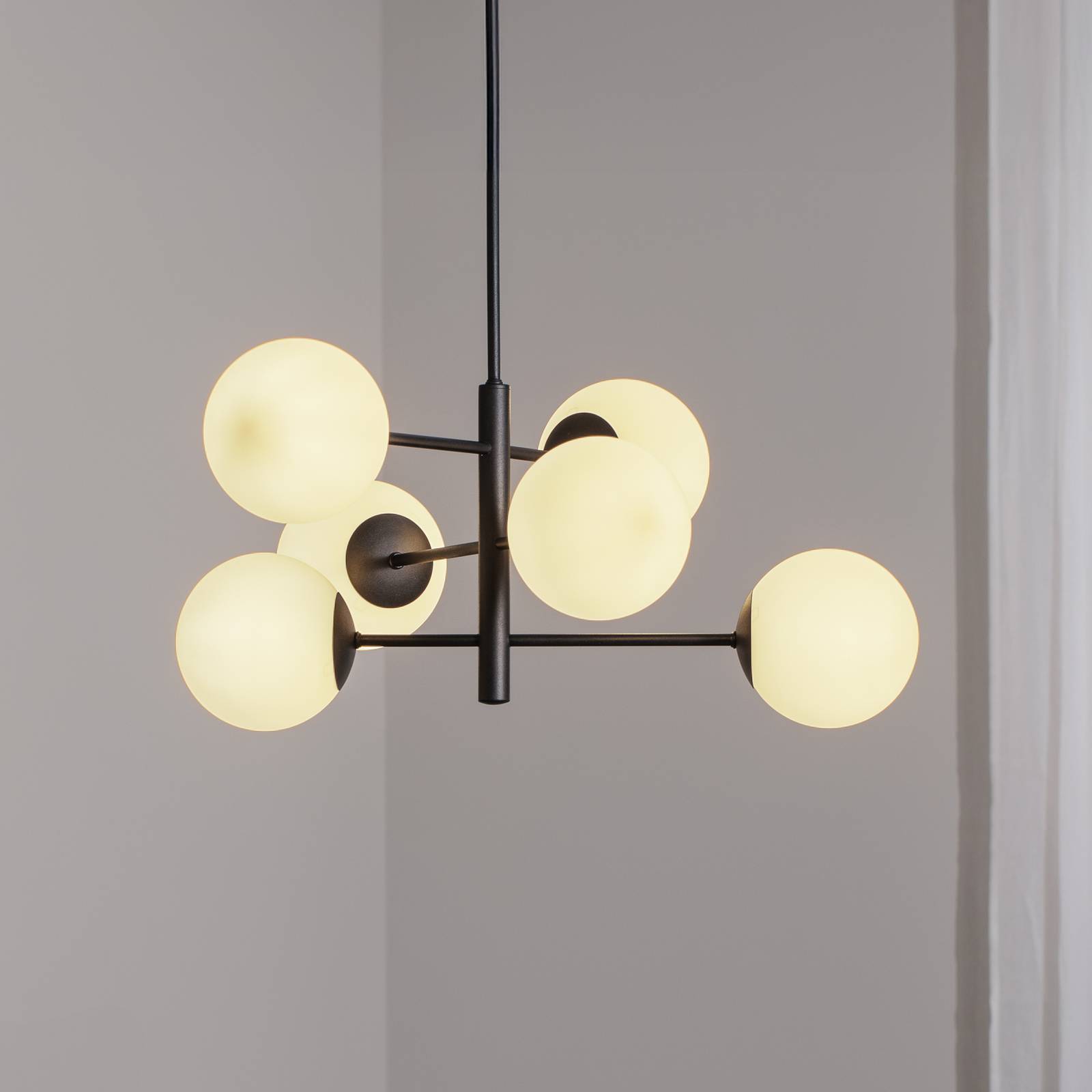 Hängeleuchte Aurora, schwarz, Ø 60 cm, 6-flammig, Glas, E14 Hängeleuchte Aurora, schwarz, Ø 60 cm, 6-flammig, Glas, E14 von Domiluce