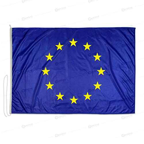Europaflagge 100x70 cm aus nautischem Windschutzgewebe von 115 g/m2, waschbare Europäische Fahne 100x70, professionelle Europäische flagge 100x70cm mit schnur, Kappnaht und Verstärkungsband am Rand von Domina
