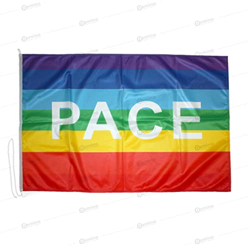 Flagge Frieden, 150 x 100 cm, aus winddichtem Stoff 115 g/m², Flagge Pace 150 x 100 cm, waschbar, Friedenflagge 150 x 100 cm mit Kordel, Rand und Verstärkungsband von Domina