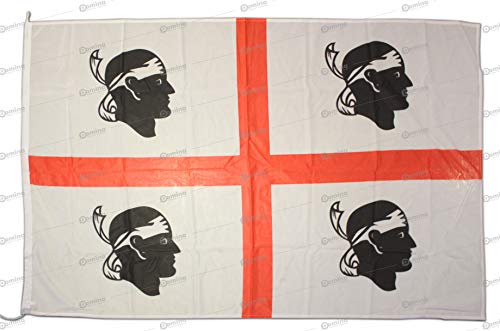 Flagge Sardegna 150 x 100 cm aus winddichtem Nautico-Gewebe 115g/m2, Fahne 150x100 waschbar, Flagge 150x100 mit schnur, Doppelnaht perimetral und Verstärkungsband von Domina