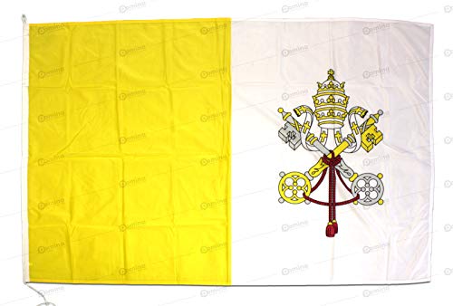 Flagge Vatikanstadt, 150 x 100 cm, winddicht, 115 g/m², Vatikanische Flagge 150 x 100 cm, Vatikanische Flagge mit Kordel oder Karabiner, doppelte umlaufende Naht und Verstärkungsband von Domina Games