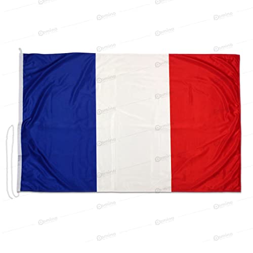 Französischefahne 100x70cm aus nautischem Windschutzgewebe von 115 g/m2, waschbare Frankreich Fahne 100x70, professionelle Französische Flagge 100x70 mit schnur, Kappnaht und Verstärkungsband am Rand von Domina