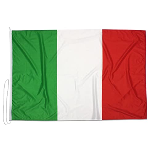 Italienischefahne 225x150cm aus nautischem Windschutzgewebe von 115 g/m2, waschbare Italien flagge 225x150, Institutionell Italienische flagge 225x150 mit schnur,Kappnaht und Verstärkungsband am Rand von Domina