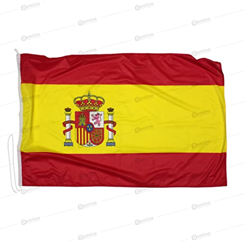 Spanischefahne 225x150cm aus nautischem Windschutzgewebe von 115 g/m2, waschbare Spanien flagge 225x150cm, Institutionell Spanische flagge 225x150 mit schnur, Kappnaht und Verstärkungsband am Rand von Domina