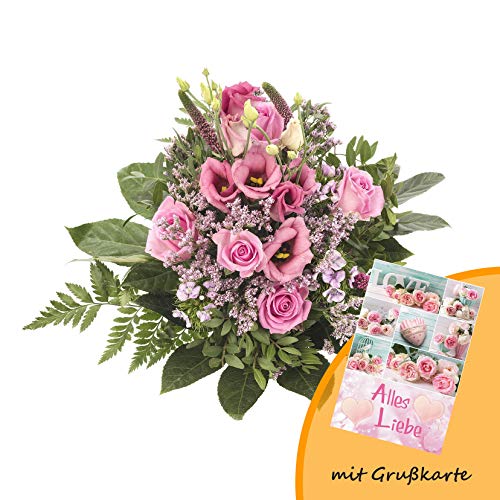 Dominik Blumen und Pflanzen, Blumenstrauß, Blütenzauber, mehrfarbig, 40 x 25 x 25 cm und Grußkarte "Alles Liebe" von Dominik Blumen und Pflanzen