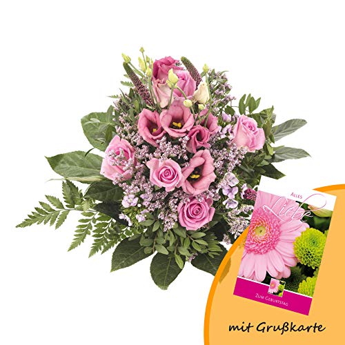 Dominik Blumen und Pflanzen, Blumenstrauß, Blütenzauber, mehrfarbig, 40 x 25 x 25 cm und Grußkarte "Geburtstag" von Dominik Blumen und Pflanzen