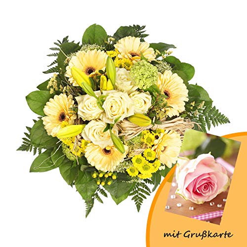 Dominik Blumen und Pflanzen, Blumenstrauß "Jana" und Grußkarte "Rosen" von Dominik Blumen und Pflanzen