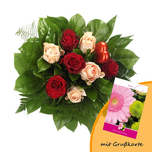 Dominik Blumen und Pflanzen, Blumenstrauß Mein Glück und Grußkarte "Geburtstag" von Dominik Blumen und Pflanzen