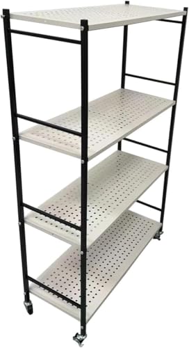 Domínio Metálico – Faltbares Metallregal mit 4 Ebenen und Rollen, Vielseitiger und Robuster Organizer für Zuhause und Wohnung von Domínio Metálico
