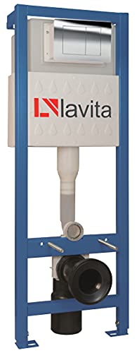 Domino Lavita WC Vorwandelement für Hänge-Toilette inkl. Drückerplatte (QC) Chrom 112-128 cm von domino
