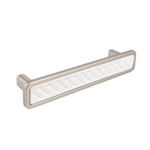Domino Möbelgriff in Weiß & Silber Hochwertige Schrankgriffe aus Znal Schubladengriffe Modern Stil Griffe für Küchenschränke, Kommoden, Möbel 96mm von Domino