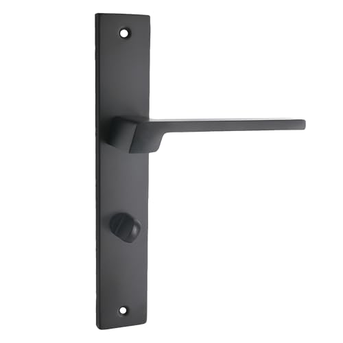 Domino Türgriff 78 Drückergarnitur WC - Badezimmer Set Links & Rechts Türbeschlag für WC/Badezimmertüren L-Form Türbeschläge aus Aluminium Schwarz Türdrückergarnitur CANTORO BLACK von domino