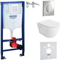Domino - grohe wc Set mit Vorwandelement, Wand-WC und Spülknopf von Domino