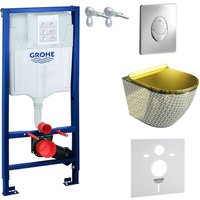 Domino - grohe wc Set mit Vorwandelement, Wand-WC und Spülknopf von Domino
