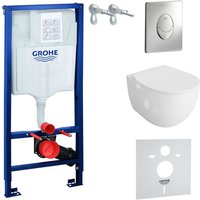 Domino - grohe wc Set mit Vorwandelement, Wand-WC und Spülknopf von Domino
