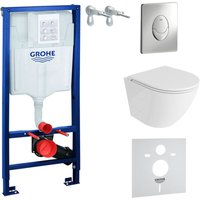 Domino - grohe wc Set mit Vorwandelement, Wand-WC und Spülknopf von Domino