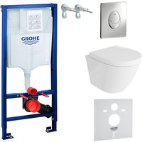Domino - grohe wc Set mit Vorwandelement, Wand-WC und Spülknopf von Domino