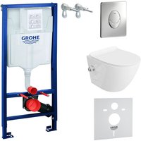 Domino - grohe wc Set mit Vorwandelement, Wand-WC und Spülknopf von Domino