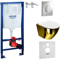 Domino - grohe wc Set mit Vorwandelement, Wand-WC und Spülknopf von Domino