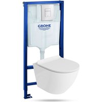 Domino - grohe wc Set mit Vorwandelement, Wand-WC und Spülknopf von Domino