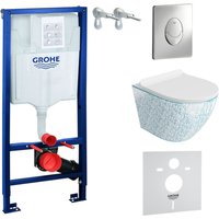 Domino - grohe wc Set mit Vorwandelement, Wand-WC und Spülknopf von Domino
