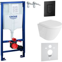 Domino - grohe wc Set mit Vorwandelement, Wand-WC und Spülknopf von Domino