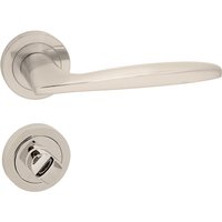 Türgriff Drückergarnitur wc - Badezimmer Set Rund-Rosette Türbeschlag für Badezimmertüren Set wc - Rosetten-Garnitur Aluminium Nickel von Domino