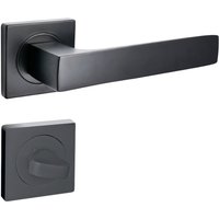 Türgriff Drückergarnitur wc - Badezimmer Set mit quadratischen Rosetten für Badezimmertüren Set wc - Rosetten-Garnitur Türbeschläge aus Aluminium von Domino