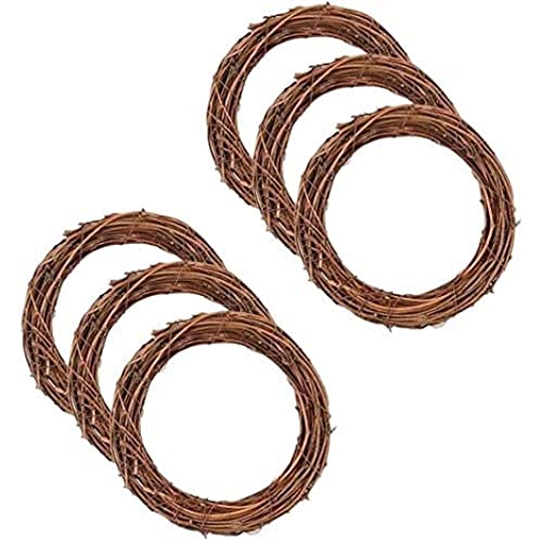 6 Pack Retro Weihnachtskranz Weinrebe Kranz Trockener Rattan Natürlicher Kranz DIY Basteln Natürliche Weinrebekränze Für Weihnachten Tür/wanddekoration Handgewebte Halloween-Kranz 25 cm 6pack, von Domire