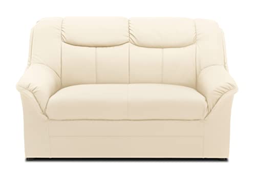 DOMO. collection Sofa Berlin, Leder, klassisches 2er Sofa, Polstergarnitur mit weichem Kunstleder und hochwertigem Federkern, 2 Sitzer 143 x 90 x 89 cm (BxTxH), beige (weiß) von DOMO. collection