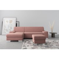 DOMO collection Ecksofa "Anzio L-Form, whlw. Bettfunktion, Federkern, hochwertig, Breite 271 cm", Mit Bettfunktion, Recamiere links, Samtoptik, malve von Domo Collection