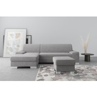 DOMO collection Ecksofa "Anzio L-Form, whlw. Bettfunktion, Federkern, hochwertig, Breite 271 cm", Ohne Bettfunktion, Recamiere links, Samtoptik, grau von Domo Collection
