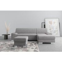 DOMO collection Ecksofa "Anzio L-Form, whlw. Bettfunktion, Federkern, hochwertig, Breite 271 cm", Mit Bettfunktion, Recamiere rechts, Samtoptik, grau von Domo Collection