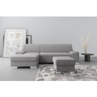 DOMO collection Ecksofa "Anzio L-Form, whlw. Bettfunktion, Federkern, hochwertig, Breite 271 cm", Mit Bettfunktion, Recamiere links, Samtoptik, grau von Domo Collection