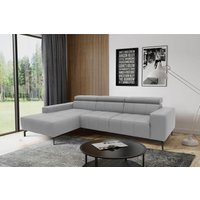 DOMO collection Ecksofa "Cunelli tolle Sitznähte als Designelement, fester Sitzkomfort, L-Form", wahlweise mit 6-fach verstellbarer Kopfteilverstellung, bodenfrei von Domo Collection