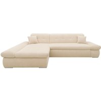 DOMO collection Ecksofa "Moric, L-Form, XXL-Sofa - Breite 300cm", wahlweise mit Bettfunktion und Armteilverstellung, Cord, Creme von Domo Collection