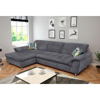 DOMO collection Ecksofa "Franzi Steppung im Sitzbereich B7T/H: 278/162/80 cm, L-Form" ohne Funktion, Chenille, dunkelgrau von Domo Collection