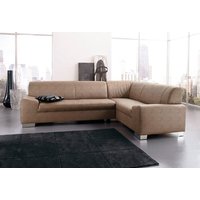DOMO collection Ecksofa "Alisson, zeitlose Optik, flache Armlehnen, L-Form" fester Sitzkomfort, wahlweise mit Bettfunktion von Domo Collection