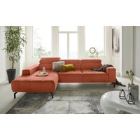 DOMO collection Ecksofa "Cunelli tolle Sitznähte als Designelement, fester Sitzkomfort, L-Form", wahlweise mit 6-fach verstellbarer Kopfteilverstellung, bodenfrei von Domo Collection