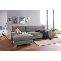 DOMO collection Ecksofa "Anzio L-Form, whlw. Bettfunktion, Federkern, hochwertig, Breite 271 cm", Ohne Bettfunktion, Recamiere links, Struktur fein, steel-grau von Domo Collection