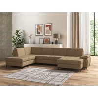 DOMO collection Wohnlandschaft "Capelo, komfortabel, klare Linien zeichnen dieses Design aus, U-Form", mit Armteilverstellung, wahlweise mit Bettfunktion, Federkern von Domo Collection