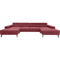 DOMO collection Wohnlandschaft "Cunelli tolle Sitznähte als Designelement, fester Sitzkomfort, U-Form", wahlweise mit Kopfteilverstellung, bodenfrei von Domo Collection