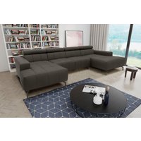 DOMO collection Wohnlandschaft "Cunelli tolle Sitznähte als Designelement, fester Sitzkomfort, U-Form", wahlweise mit Kopfteilverstellung, bodenfrei von Domo Collection