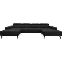 DOMO collection Wohnlandschaft "Cunelli tolle Sitznähte als Designelement, fester Sitzkomfort, U-Form", wahlweise mit Kopfteilverstellung, bodenfrei von Domo Collection